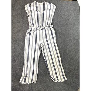 Chelsea & Violet Girls Striped Wide‎ Leg Jumpsuit Size 16 White Blue